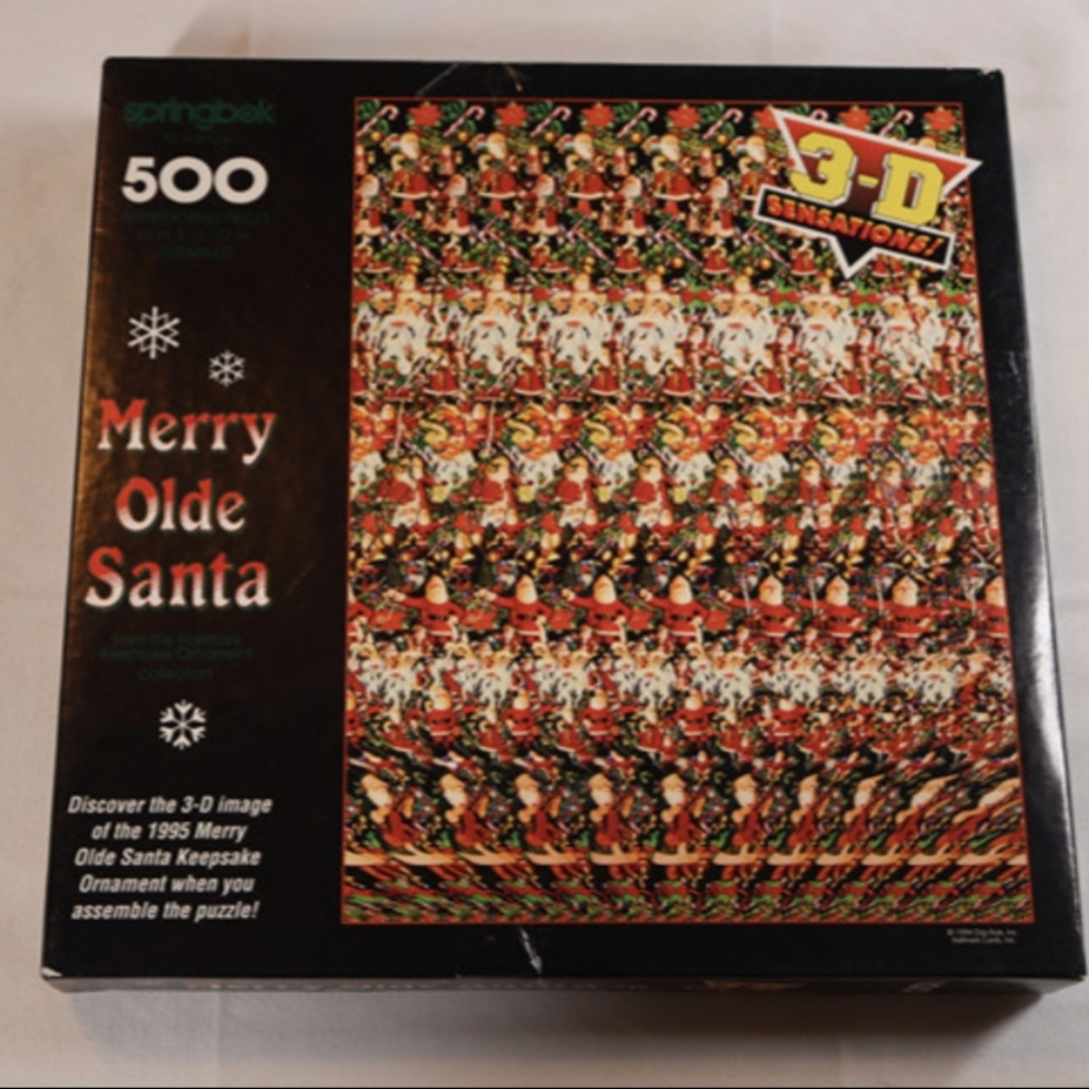 Vintage Springbok "Merry Olde Santa" 500 Piece 3D Sensations Jigsaw Puzzle
